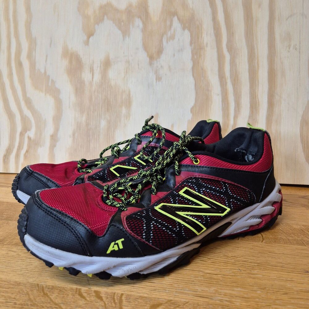 New Balance Men's 13 Red Black Neon AT Trail Running Shoes Sneakers